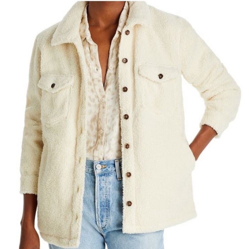 Marine Layer Eden Sherpa Overshirt, ivory cream, size S